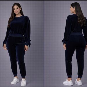 Women's Midnight Blue Velour Jumpsuit